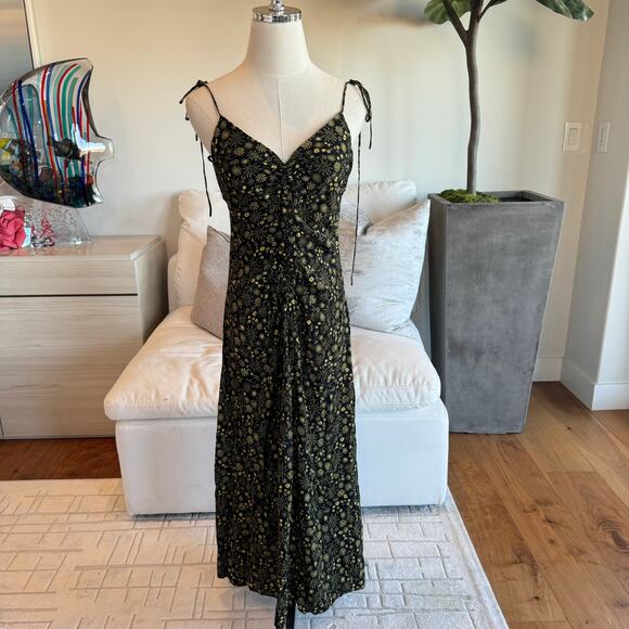 Sandro Women's Black Carolina Gathered Tie Floral-Print Maxi Dress Size 36 - Picture 2 of 8